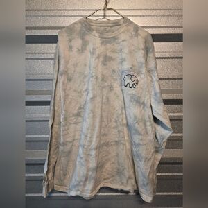 Ivory Ella Tie-Dye Long Sleeve Shirt - Blue and White